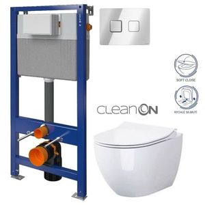 CERSANIT/S CERSANIT POD. SYSTÉM AQUA 52 PNEU S QF + TLAČÍTKO SQUARE CHROM + WC CERSANIT ZEN CLEANON + SEDÁTKO S97-062 SQCR HA1 obraz