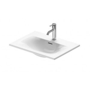 DURAVIT Viu Umyvadlo na desku, 60x45 cm, zápustné, s přepadem, s otvorem pro baterii, WonderGliss, bílá 03856000001 obraz