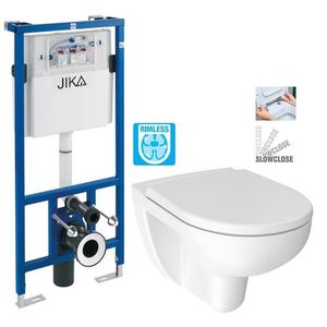 ALCADRAIN předstěnový instalační systém bez tlačítka + WC JIKA LYRA PLUS RIMLESS + SEDÁTKO DURAPLAST SLOWCLOSE H895652 X LY2 obraz