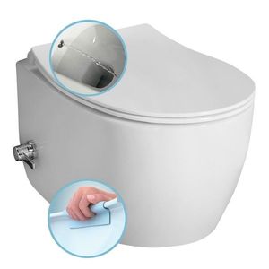 ISVEA SENTIMENTI CLEANWASH závěsná WC mísa, integrovaný ventil a bidet. sprška, Rimless, 36x51cm, bílá 10ARS1010 obraz