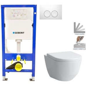 GEBERIT DuofixBasic s bílým tlačítkem DELTA21 + WC LAUFEN PRO + SEDÁTKO 458.103.00.1 21BI LP3 obraz