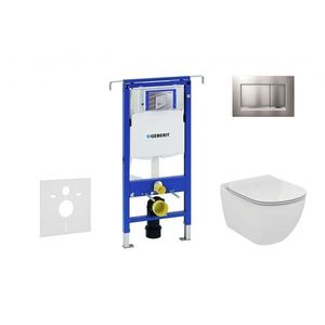 GEBERIT Duofix Set předstěnové instalace, klozetu a sedátka Ideal Standard Tesi, tlačítka Sigma30, chrom mat/chrom 111.355.00.5 NF7 obraz