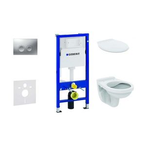 GEBERIT Duofix Set předstěnové instalace, klozet Alpha se sedátkem, tlačítko Delta21, matný chrom 458.103.00.1 NR3 obraz