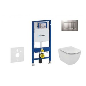 GEBERIT Duofix Set předstěnové instalace, klozetu a sedátka Ideal Standard Tesi, tlačítka Sigma30, matný chrom/chrom 111.300.00.5 NF7 obraz