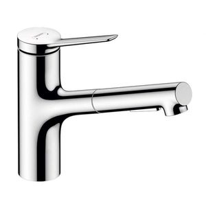 HANSGROHE Zesis M33 Dřezová baterie s výsuvnou sprškou, sBox, chrom 74821000 obraz