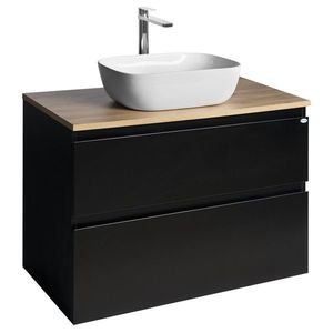 AQUALINE ALTAIR skříňka s deskou 87, 5 cm, černá mat/dub emporio AI690-01 obraz