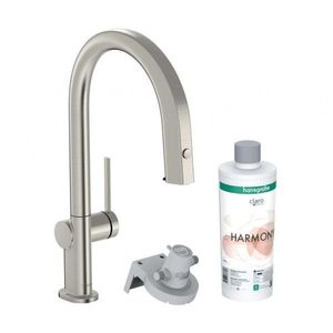 HANSGROHE Aqittura M91 Dřezová baterie s výsuvnou koncovkou a filtrací, vzhled nerezu 76801800 obraz