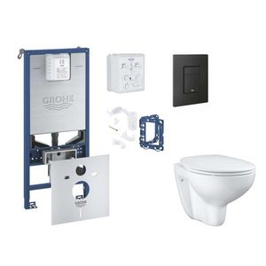 GROHE Rapid SLX Set předstěnové instalace, klozetu, sedátka SoftClose, tlačítka Even a sady pro vhazování tablet, phantom black SANI11BB5125 obraz