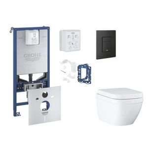 GROHE Rapid SLX Set předstěnové instalace, klozetu, sedátka SoftClose, tlačítka Even a sady pro vhazování tablet, Triple Vortex, phantom black SANI11BB5127 obraz