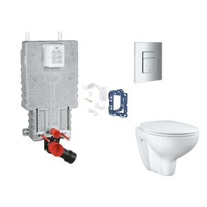 GROHE Uniset Set předstěnové instalace, klozetu, sedátka SoftClose, tlačítka Skate Cosmopolitan a sady pro vhazování tablet, chrom SANI15BB2113 obraz