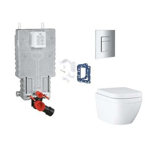 GROHE Uniset Set předstěnové instalace, klozetu, sedátka SoftClose, tlačítka Skate Cosmopolitan a sady pro vhazování tablet, Triple Vortex, chrom SANI15BB2115 obraz