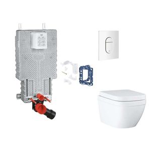 GROHE Uniset Set předstěnové instalace, klozetu, sedátka SoftClose, tlačítka Arena Cosmopolitan a sady pro vhazování tablet, Triple Vortex, alpská bílá SANI15BB3121 obraz