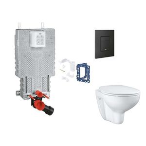 GROHE Uniset Set předstěnové instalace, klozetu, sedátka SoftClose, tlačítka Even a sady pro vhazování tablet, phantom black SANI15BB5113 obraz