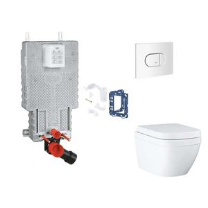 GROHE Uniset Set předstěnové instalace, klozetu, sedátka SoftClose, tlačítka Arena Cosmopolitan a sady pro vhazování tablet, Triple Vortex, alpská bílá SANI15BB3122 obraz