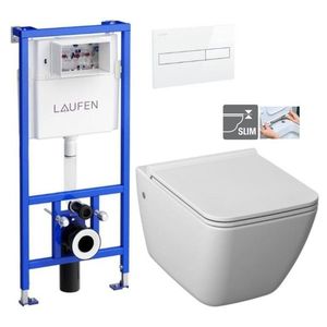 LAUFEN Rámový podomítkový modul CW1 SET s bílým tlačítkem + WC JIKA PURE + SEDÁTKO DURAPLAST H8946600000001BI PU1 obraz