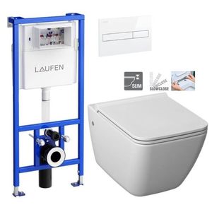 LAUFEN Rámový podomítkový modul CW1 SET s bílým tlačítkem + WC JIKA PURE + SEDÁTKO SLOWCLOSE H8946600000001BI PU2 obraz