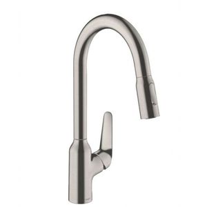 HANSGROHE Focus M42 Dřezová baterie M429-H220 s výsuvnou sprškou, vzhled nerezu 71800800 obraz