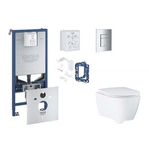 GROHE Rapid SLX Set předstěnové instalace, klozetu, sedátka SoftClose, tlačítka Skate Cosmopolitan a sady pro vhazování tablet, chrom SANI11BB2131 obraz