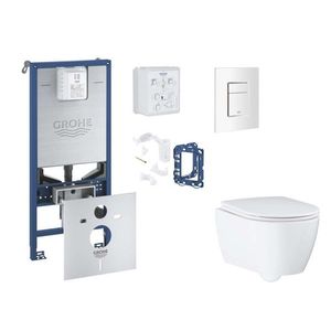 GROHE Rapid SLX Set předstěnové instalace, klozetu, sedátka SoftClose, tlačítka Skate Cosmopolitan a sady pro vhazování tablet, alpská bílá SANI11BB3142 obraz