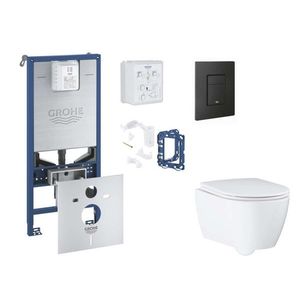 GROHE Rapid SLX Set předstěnové instalace, klozetu, sedátka SoftClose, tlačítka Even a sady pro vhazování tablet, phantom black SANI11BB5131 obraz