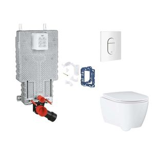 GROHE Uniset Set předstěnové instalace, klozetu, sedátka SoftClose, tlačítka Arena Cosmopolitan a sady pro vhazování tablet, alpská bílá SANI15BB3127 obraz