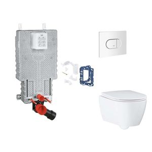 GROHE Uniset Set předstěnové instalace, klozetu, sedátka SoftClose, tlačítka Arena Cosmopolitan a sady pro vhazování tablet, alpská bílá SANI15BB3128 obraz