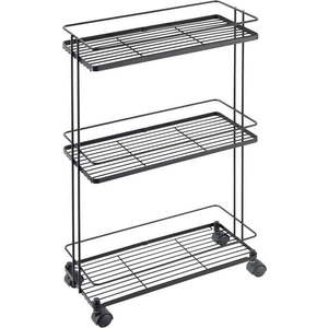 Matně černý ocelový pojízdný regál 38x62x16 cm Lava – Metaltex obraz