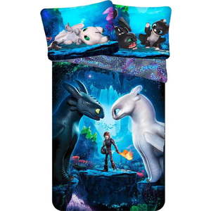 Modré bavlněné dětské povlečení na jednolůžko 140x200 cm How To Train Your Dragon – Jerry Fabrics obraz