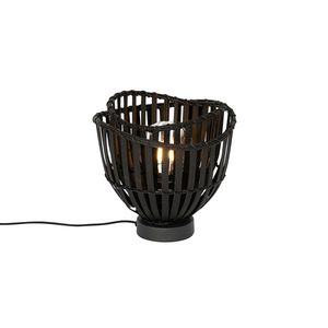 Orientální stolní lampa černá bambus - Pua obraz