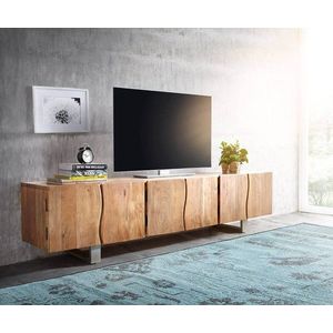 TV stolek Live Edge 220 cm přírodní akácie 6 dvířek obraz