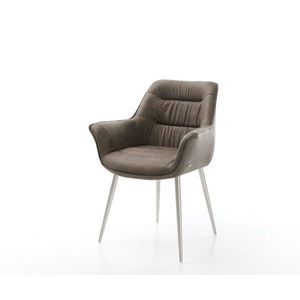Jídelní židle Kaira-Flex taupe vintage zúžená podnož nerezová obraz