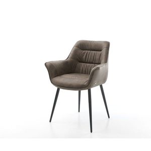 Jídelní židle Kaira-Flex taupe vintage zúžená podnož černá obraz