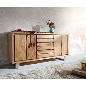 Komoda Live Edge 147 cm akácie přírodní 3 zásuvky 2 dvířka obraz