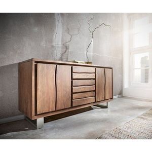 Komoda Live Edge 147 cm akácie hnědá 3 zásuvky 2 dvířka obraz