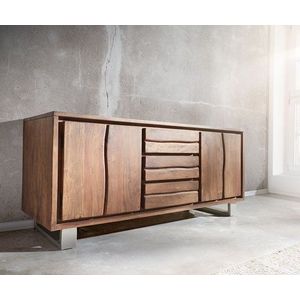 Komoda Live Edge 172 cm akácie hnědá 3 zásuvky 4 dvířka obraz