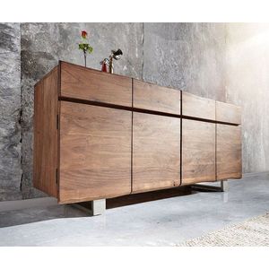 Komoda Live Edge 172 cm akácie hnědá 4 dvířka 4 zásuvky obraz