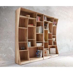 Sada 2 volně stojících knihoven Live Edge 242 cm přírodní obraz