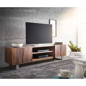 TV stolek Live Edge 200 cm akácie hnědá 4 dvířka 2 přihrádky obraz