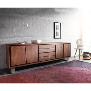 TV stolek Live Edge 200 cm akácie hnědá 4 dvířka 2 zásuvky obraz