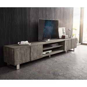 TV stolek Live Edge 300 cm akácie platina 4 dvířka 2 přihrádky obraz