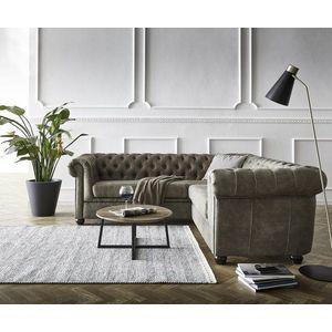 Rohová pohovka Chesterfield 209x200 cm šedá prošívaná obraz