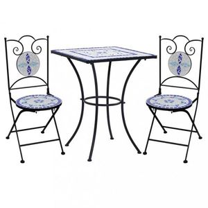 Zahradní bistro set 3 ks černá / šedá Dekorhome, Zahradní bistro set 3 ks černá / šedá Dekorhome obraz