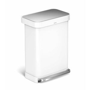 Pedálový odpadkový koš Simplehuman – 55 l, bílá, FPP, kapsa na sáčky obraz