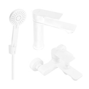 MEXEN/S Royo R40 Set umyvadlové a vanové baterie s příslušenstvím, bílá 72203R40-20 obraz