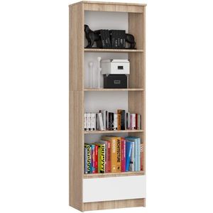 Ak furniture Kancelářský regál Rexa 60 cm 1 šuplík a 4 police dub sonoma/bílý obraz