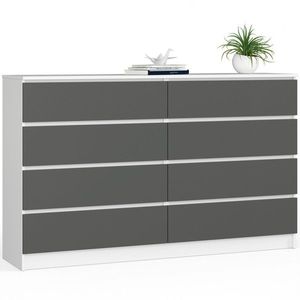 Ak furniture Komoda Kuba 160 cm 8 šuplíků bílá/grafitová obraz