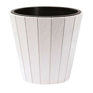 Prosperplast Květináč z prken Woode bílý, varianta 34, 8 cm obraz