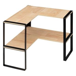 DekorStyle Rohová kuchyňská police BLACKWOOD 35 cm hnědá/černá obraz