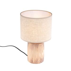 Stolní lampa venkovský styl béžová s hnědou 35 cm - Lipa obraz
