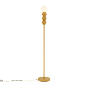 Retro stojací lampa hořčičně žlutá s matným sklem - Fedde obraz